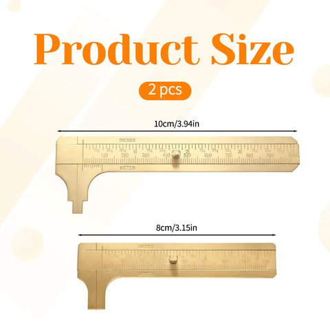 Brass Pocket Vernier Caliper Set With 3.15 Inch And 3.94 Inch Mini Sliding Calipers Double Scale Metal Ruler For Jewelry Measurement