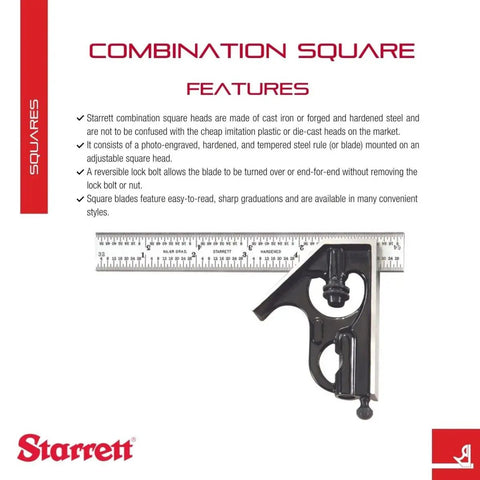 Six Inch Steel Combination Square With Square Head For Pro Grade Right Angles And Depth Gauge, Hardened Forged Steel Blade
