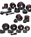 Assorted dies from 18V Cordless Knockout Tool Kit With Die Set, Force Logic Hydraulic Pump Delivers Up To 10 Tons, 1/2 In To 4 In Capacity.