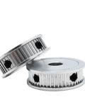 Top Tier 80 Tooth Htd3m Timing Belt Pulley Sets For Cnc motor builds, featuring silver aluminum construction, two pulleys stacked.