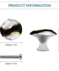 Round Dresser Drawer Pulls Set Of 2 Gold Black And White Marble Cabinet Knobs With Screws Tough Stainless Steel And Aluminum Alloy Hardware