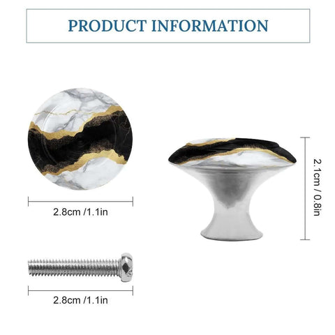 Round Dresser Drawer Pulls Set Of 2 Gold Black And White Marble Cabinet Knobs With Screws Tough Stainless Steel And Aluminum Alloy Hardware