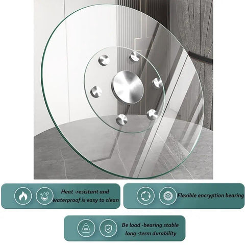 Beefy Heavy Duty Glass Lazy Susan Turntable With Silent Bearing And Anti Tilt Wheels 10 Inch Round Tempered Glass Tabletop Rotating