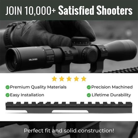 Picatinny Scope Rail Mount For Savage Mark II 93 And 93R17 5.8 Inch Aluminum Base Matte Black Anodized Finish Includes Eight Forty Screws And Torx Key Included, featured with a rifle scope and premium quality characteristics description.