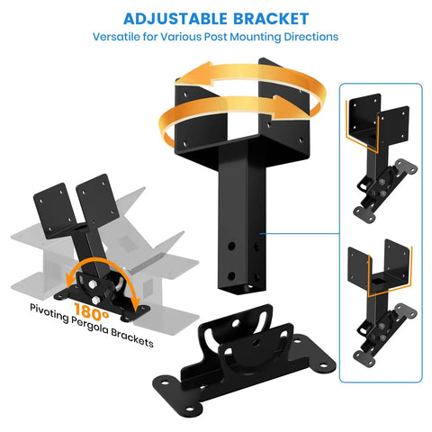 Heavy Duty Roof Riser Brackets Kit 3 Pcs 4x4 To 4x6 Lumber Built To Last With Adjustable 0 To 180 Degree Pergola Brackets Black Powder Coated Fit For Patio Gazebos And Outdoor Pergolas