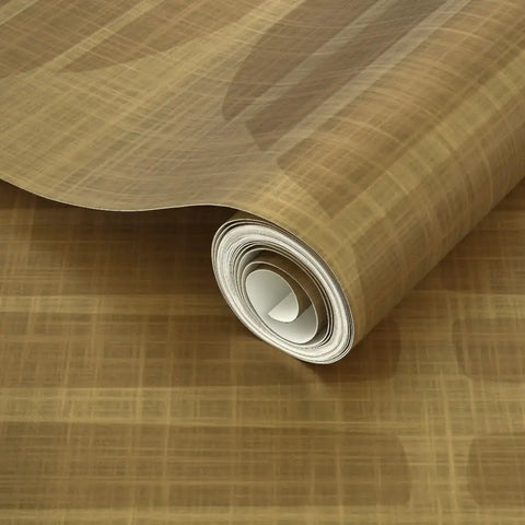 High End Geometric Stripe Gold Metallic Wallpaper For Walls Super Sleek Fibrous Finish, 2ft by 27ft roll on a textured surface.