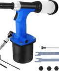Pneumatic Blind Rivet Gun Kit With Self Priming Action Quick Change Nosepieces 19mm Stroke 360 Swivel Air Hydraulic Pop Riveter