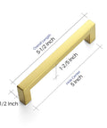 30 Pack 5 Inch Square Cabinet Handles In Brushed Brass Finish Stainless Steel Kitchen Hardware Pulls With 128mm Hole Center