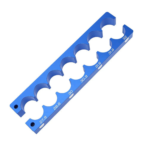 Tbest Heavy Duty Aluminum Alloy Bike Fork Hub Clamp Vise Fixture Bench Tool with blue CNC machined tool for 27.9 to 32mm sizes.