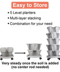 Five tier vertical planter tower with wheels for easy mobility and space saving indoor outdoor garden pots stacked and disassembled