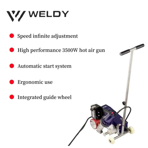 Heavy Duty Automatic Roof Welder For Waterproof Membrane Sealing With Hot Air Tool For PVC TPO EPDM featuring a 3500W hot air gun.