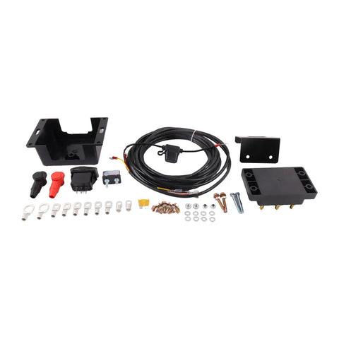 12V Electric Tarp Motor Switch Kit for Trucks with solenoid, rocker switch, bracket, circuit breaker, wire harness, connectors