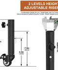 Heavy Duty 7 Inch Adjustable Metal Table Leg Extenders Featuring Smooth Rolling Locking Casters measuring 6.3 to 7.9 inches.