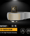 Close-up of 72-tooth CR-MO gear on Three Eighths Inch Drive Digital Torque Wrench With LED Display And Buzzer Alert