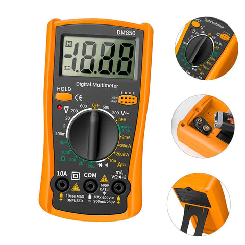 Dm850 Auto Range Digital Multimeter Handy Handheld Voltage Current Tester With Resistance Diode Continuity For Diy Home Repair