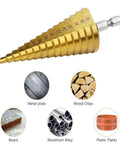 Step Drill Bit Set 4-32mm HSS Titanium Coated Quick Change Cone Bit With One Quarter Inch Hex Shank For Metal Plastic Wood