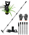 70 Inch Heavy Duty 2 In 1 Weeder And Garden Hoe With Long Handle, gloves, 6-tine puller, scraper, poles for weeding lawn garden patio.