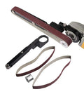 Killer Mini Angle Grinder Belt Sander Conversion Kit Sick Adapter For Model 100 with sanding belts and metal parts.