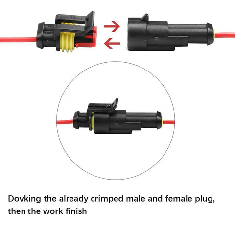 Ultimate 296pcs Waterproof HID Terminal Electrical Automotive Wire Connector Kit For Car And Marine Wiring Jobs With 1 To 6 Pin Plugs Replaces Old Messy Connectors Easy Install, 1-pin waterproof connector