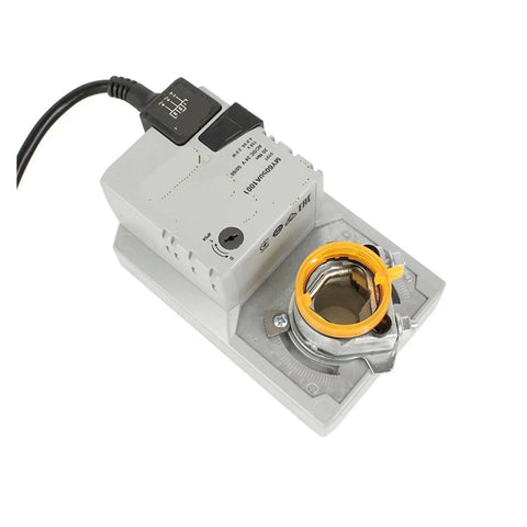 Direct Coupled Damper Actuator 20Nm 24V Electric Motor For HVAC Vent Control Open Close Damper MY6050A1001 mounted on base with wiring.