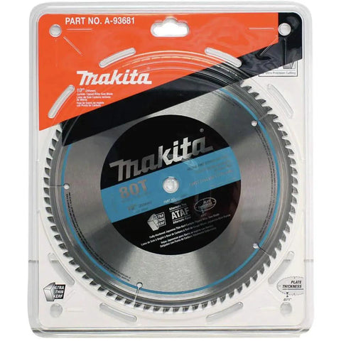 10 Inch 80 Tooth Micro Polished Miter Saw Blade With ATAF Tooth Design in packaging, silver finish, for precision cuts.