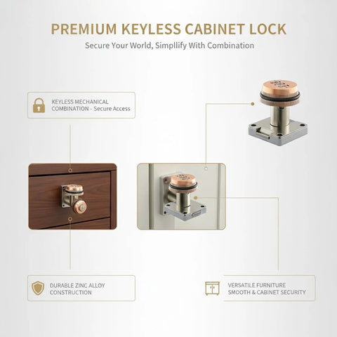 Cam Lock For Drawers And Cabinets With 3 Digit Combination Gold Zinc Alloy Security Lock No Key Hassle For Home Office Lockers
