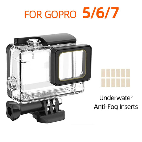 Rugged Underwater Housing For Action Camera 40m Waterproof Case For Hero 7 6 5 Black with anti-fog inserts
