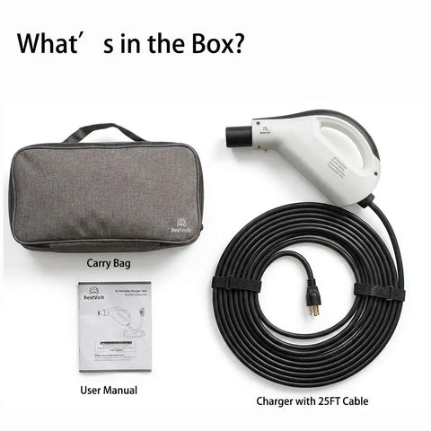 Sick Level One Portable Charger For Tesla Models, 120V 15A EVSE with 25 foot cable and carry bag in box.
