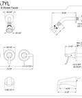 Diagram of Three Handle Tub Shower Faucet In Oil Rubbed Bronze With Included Shower Head Arm Flange Valve And Tub Spout