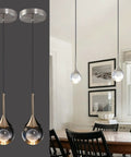 MKonpeny Modern Crystal Moon Pendant Light, 3000K 7W Led Pendant Light Kitchen Island, Brush Nickel Pendant Fixture over dining table.