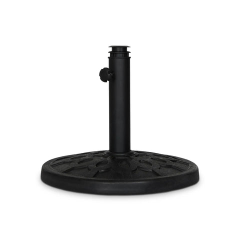 Heavy Duty 20 Lb Round Patio Umbrella Base With Resin Coated Calcium Carbonate Core Universal Fit For 1.5 To 2 Inch Poles With Adjustable Adapters Weather Resistant Black Finish Built To Last For Any Outdoor Setup