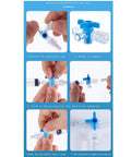 MEETOOT 6pcs disposable medical 3-way stopcock valves with Luer connectors, blue handle, clear plastic