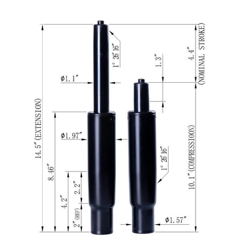 Office Chair Gas Lift Replacement Cylinder With Class 4 TUV Certification Beefed Up Heavy Duty Piston 4.4 Inch Stroke Universal Fit