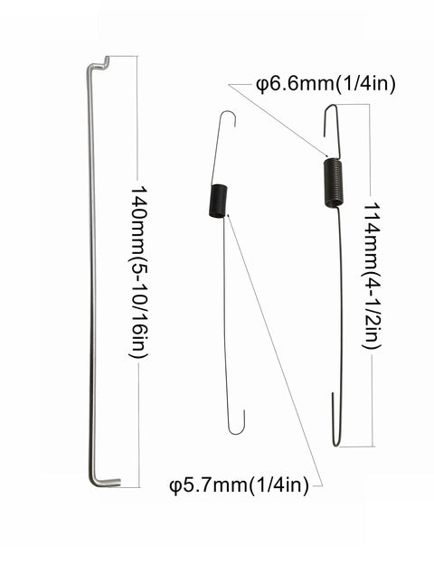 Throttle Control Assembly Kit For Predator 212cc And Honda GX Engines showing springs and rods with dimensions.