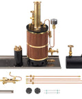 230ML Vertical Steam Boiler For Ship Engine Model Brass Power Boiler System With Heat Recovery Steam Generator Old School Marine Grade Design For Adults Engineers And Hobbyists, brass set with gauge and pipes