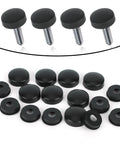 8 Pack Car License Plate Screw Caps And Bolt Covers Set, Black Plastic Head Covers shown laid out in rows with screws visible