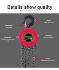 Heavy Duty 2T Manual Chain Hoist With 3 Meter Lifting Rope For Industrial Steel Lifting Jobs Portable Round Crane Gear with hook and chain details