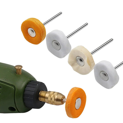 Five Pack Drill Abrasive Buffing Wheels With Cloth Felt 2.35mm And 3mm Shanks Rotary Tool Polishing Pads