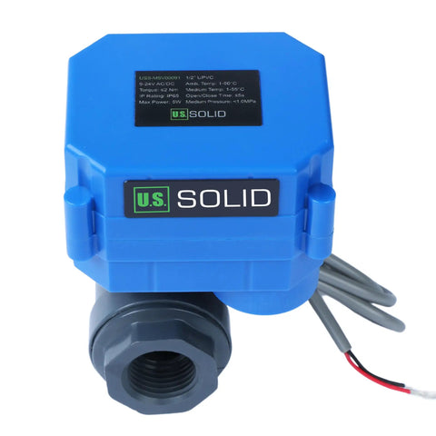 Half Inch UPVC Motorized Ball Valve With Full Port, 2 Wire Auto Return, 9-36V AC DC, Normally Closed, Lightweight Plastic Valve