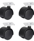 4 Pack Rubber Silent Universal Band Brake Table Casters Wheels For Furniture And Benches, Heavy Duty Stainless Steel Swivel, Black