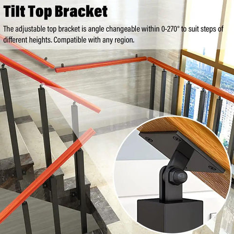 Tilt Top Bracket Adjustable for Top Notch Side Mount Deck Railing Posts With Adjustable Brackets And Complete Screw Kit Heavy Duty Black Stair Balusters