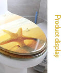 Top Shelf Elongated Toilet Seat With Soft Close Slow Closing Lid Made Pretty Dang Durable From Quality Resin And Using Smooth Stainless Steel Hinges To Skip All The Slamming Nonsense For Quick Cleaning. Starfish design on elongated toilet seat.