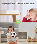 Image comparing child safety with Thirty Piece Clear Baby Corner Protectors Big Time Tough Soft Pvc Edge Guards L Shaped And Rounded Childproof Furniture Cushions For Kid Safe Living Spaces.
