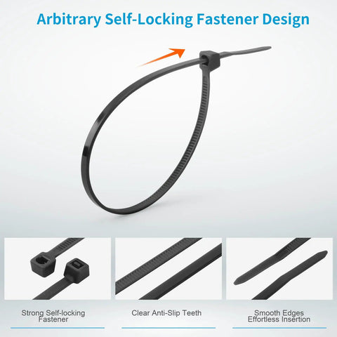 Assorted Cable Ties Bundle, 6 Inch 8 Inch 12 Inch 14 Inch 18 Inch, 500 Pieces, Heavy Duty Self Locking Nylon Cable Ties for Indoor Outdoor Use