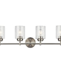Winslow 30 Inch Vanity Light In Brushed Nickel Four Light Clear Seeded Glass Bath Fixture For Modern Transitional Bathrooms