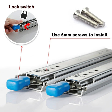Heavy Duty 50 Inch Drawer Slide Rails Set With Full Extension Ball Bearing Runners 2 Pack 3 Fold Drawer Glides, installation details