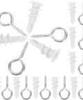 Heavy Duty Self Drilling Drywall Anchors And Screws Kit With Eye Hooks arranged in a circle, nylon and iron materials visible
