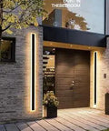 2 Pack Long Outdoor LED Wall Light Fixtures, IP65 Waterproof, 39 Inch Rectangular Black Wall Mount beside entryway