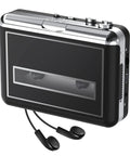 Portable Tape Player With Earphone Jack And MP3 Converter, Retro Cassette To Digital On The Go, sleek black design
