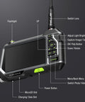 Dual Lens Endoscope With 5 Inch Monitor And Front And Side View Borescope Camera Waterproof 9.8 Ft Probe 5 Inch IPS LCD Screen And Case The Go To Tool For Auto Maintenance Home Inspections Electrical Work And DIY, labeled control view